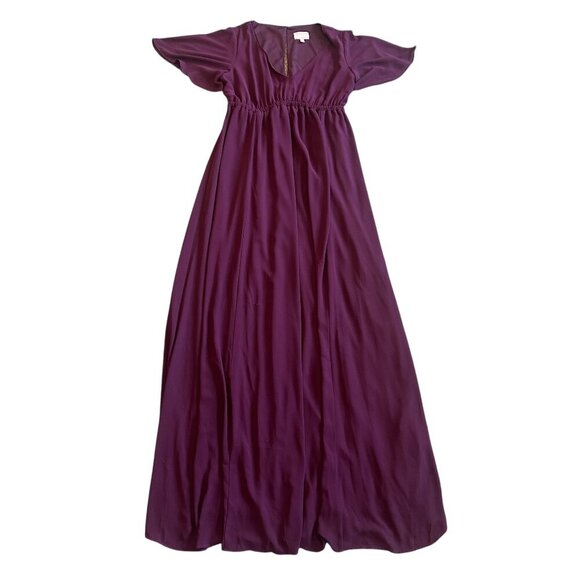 Show Me Your Mumu Burgundy Maxi Dress Gown Short Sleeve V-Neck Size Medium Women - Picture 1 of 12